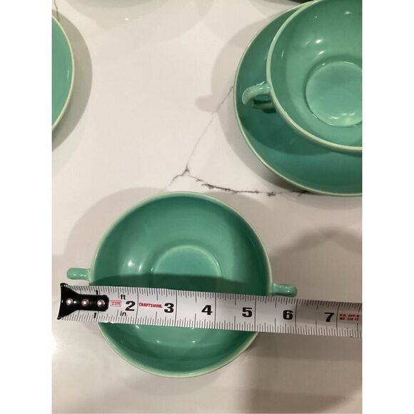 4 Fitz and Floyd Total Colour Coquille Turquoise Soup Bowl Under Plate - Picture 8 of 11